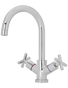 Nuie Two Cross Head Kitchen Sink Mixer Tap Chrome - Image