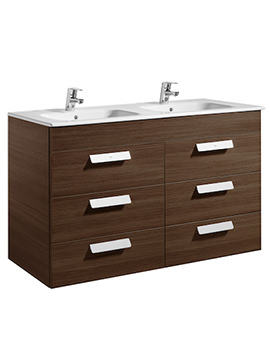 Roca Debba Unik Base Unit With 6 Drawer And Double Bowl Basin 1200mm - Image