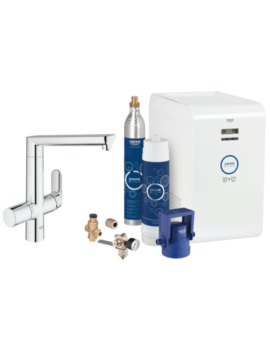Blue Single Lever Deck Mounted Chrome Kitchen Sink Mixer Tap With Starter Kit
