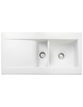 Nevada 1010 x 510mm White 1.5 Bowl Fire-Clay Ceramic Inset Sink