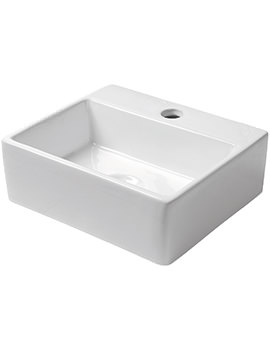 Saneux Matteo 340mm 1 Tap Hole Gloss White Washbasin - Image