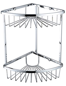 Bristan Two Tier Corner Fixed Chrome Wire Basket - Image