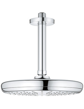 Grohe Tempesta 210mm Ceiling Chrome Shower Head With 142mm Arm - Image