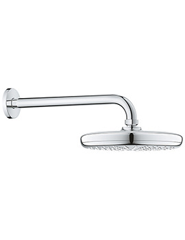 Tempesta 210mm Wall Mounted Chrome Shower Head With 268mm Arm