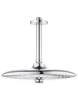 Euphoria 260mm Chrome 3 Spray Pattern Shower Head With 142mm Ceiling Arm