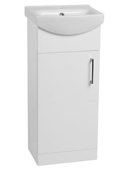 Tavistock Opal Gloss White Single Door 400mm Unit With Ceramic Basin - Image