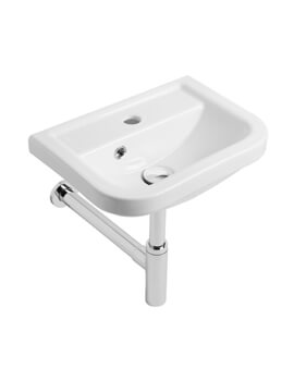 Node 425mm White Wide Wall Hung Cloakroom Basin With 1 Tap Hole