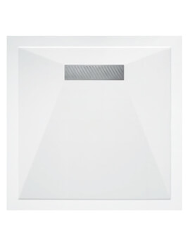 Saneux L25 Linear 900 x 900mm Gloss White Square Shower Tray With Waste - L250909S - Image