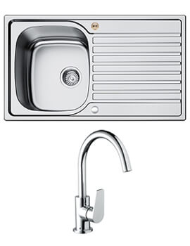 Inox 1.0 Easyfit Stainless Steel Kitchen Sink With Raspberry Tap - Sk Inxrd1 Su Rsp