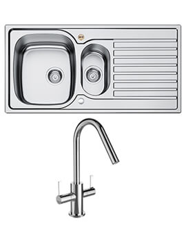Bristan Inox 1.5 Easyfit Stainless Steel Kitchen Sink With Cashew Tap - Sk Inxrd1.5 Su Csh - Image