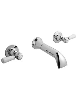 Bayswater Wall Mounted 3 Tap Hole Chrome Bath Filler Tap With Lever Handle - Image
