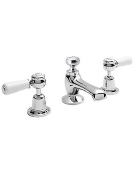 3 Taphole Chrome Basin Mixer Tap With Lever And Dome Collar