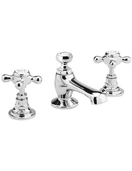 3 Tap Hole Deck Mounted Basin Mixer Tap With X Head And Hex Collar