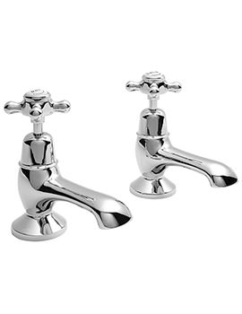 Bayswater Bath Taps With White X Head And Dome Collar - Image