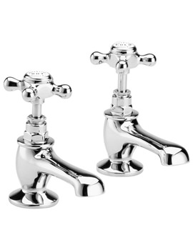 Chrome Basin Taps With X Head And Hex Collar