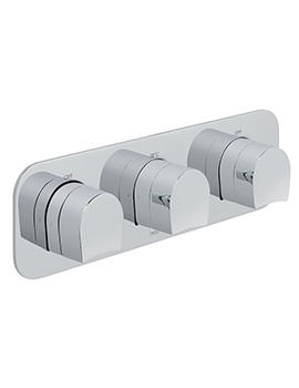 Kovera Horizontal Concealed 3 Outlet 3 Handle Chrome Thermostatic Valve
