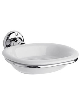 Hudson Reed Traditional Ceramic Soap Dish With Chrome Holder - Image