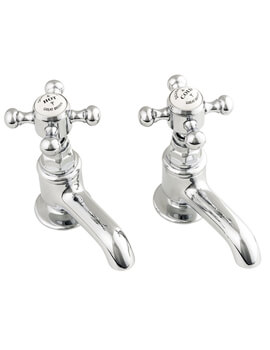 Silverdale Victorian Cloakroom Pair of Basin Pillar Tap Chrome - Image
