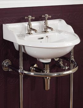 Silverdale Victorian White 2 Tapholes Cloakroom Basin - Image