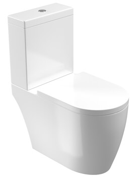 Saneux Uni Gloss White Close Couple WC Pan Open Back Rimless With Cistern - Image