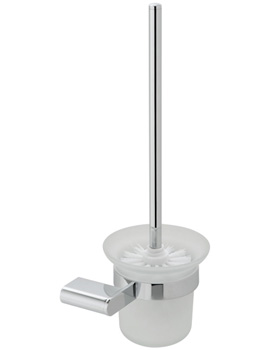 Photon Chrome Toilet Brush and Frosted Glass Holder