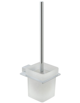 Vado Phase Chrome Toilet Brush and Frosted Glass Holder - Image