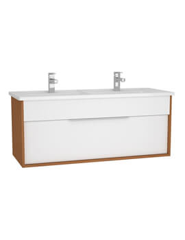 VitrA Integra 1200mm Single Drawer Wall Hung Vanity Unit With Double Basin - Image