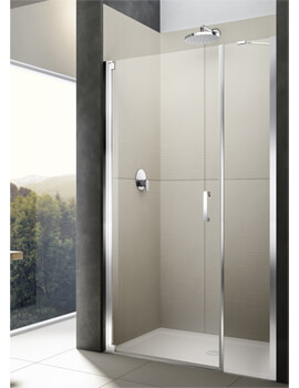 Lakes Italia Diletto Semi-Frame-less Left Handed Wall Hinged Pivot Door With In-Line Panel 1000mm - Image