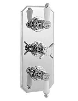 Nuie Beaumont Traditional Triple Concealed Thermostatic Shower Valve Chrome - Image
