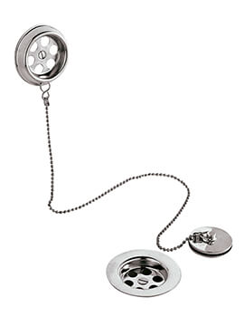 Retainer Bath Waste And Overflow Chrome With Brass Plug And Ball Chain