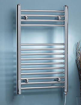K-Rad Electric Only Curved Heated Chrome Towel Rail 500mm Wide
