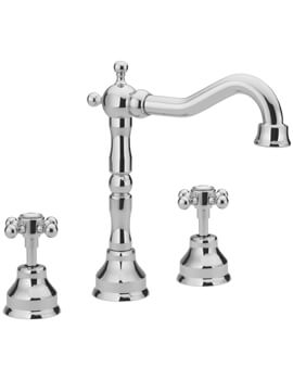 Allora 3 Tap Hole Deck Mounted Basin Mixer Tap With Click Clack Waste