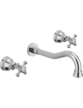 Allora 3 Tap Hole Wall Mounted Basin Mixer Tap With Click Clack Waste