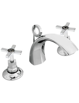 Art Deco 3 Hole Chrome Basin Mixer Tap With Pop Up Waste
