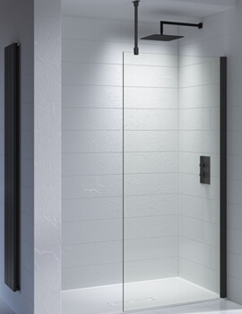 Kudos Ultimate Flat 8mm Glass Black Shower Panel - Image