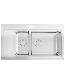 Clearwater Glacier 897 x 510mm 1.5 Bowl Kitchen Sink And Drainer - Image
