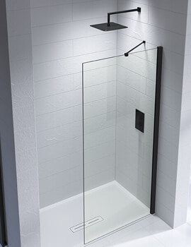 Kudos Ultimate Black Flat Shower Glass Panel Recess Pack - Image