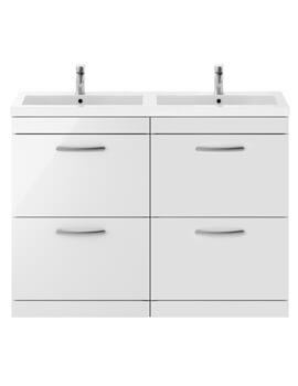 Nuie Athena 1200mm Wide Floor Standing 4 Drawer Cabinet And Double Basin - Image