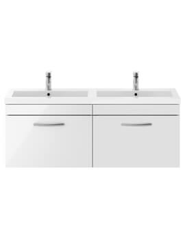 Nuie Athena 1200mm Wide Wall Hung 2 Drawer Cabinet And Double Basin - Image