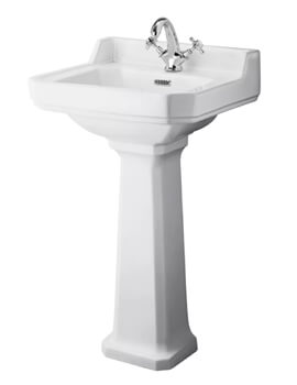 Hudson Reed Richmond White Basin With Comfort Height Pedestal - Image