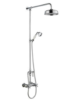 Traditional Thermostatic Bar Shower Valve Chrome And Rigid Riser Kit With Diverter