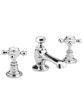 Hudson Reed Topaz 3 Tap Hole Basin Mixer Tap With Pop Up Waste - Image