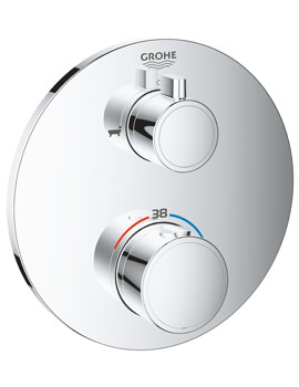 Grohe Grohtherm Chrome Thermostatic Bath Tub Mixer For 2 Outlets With Integrated Shut Off-Diverter Valve - Image
