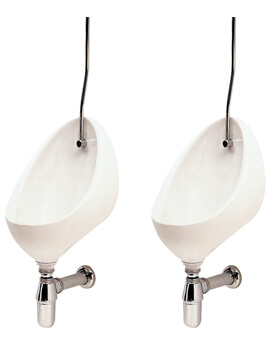Twyford Clifton Pair of White Urinal Set With Exposed Flush Pipe And Cistern - Image