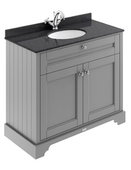 Old London 1000mm Double Door Unit And Ceramic Basin With Marble Top - Image