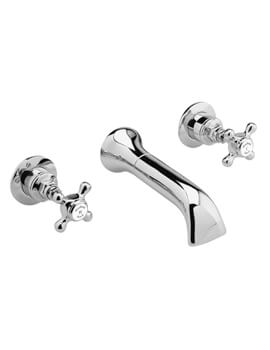 Hudson Reed Topaz 3 Hole Wall Mounted Low-Pressure Basin Mixer Tap - Image