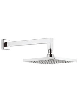 Planet Chrome Square Fixed Head With 340mm Wall Arm