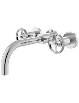 Hudson Reed Revolution Industrial 3 Hole Wall Mounted Basin Mixer Tap Chrome - Image
