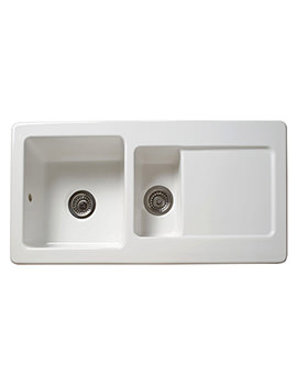 Reginox RL501CW White 1.5 Bowl Inset Ceramic Sink 1000 x 500mm - Image