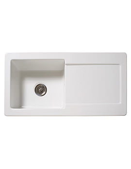 Reginox RL504CW White Single Bowl Inset Ceramic Sink 1000 x 500mm - Image